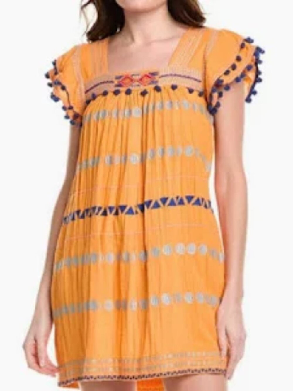 Mer St. Barth Mini Sandrine Gauze Dress SZ M Embroidered Boho Ethnic